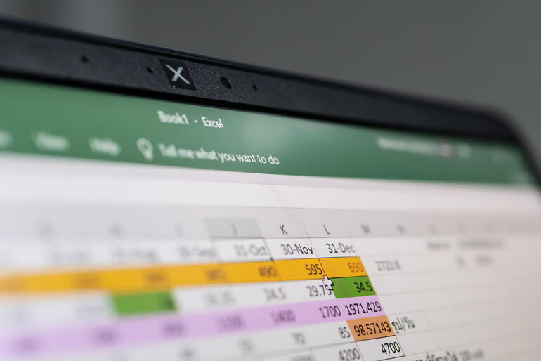 Microsoft Excel on screen